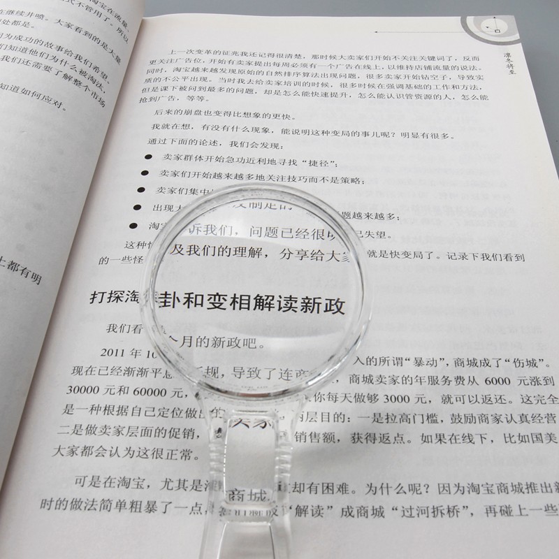 Full transparent frame acrylic mirror magnifing glasses handheld magnifier 3x