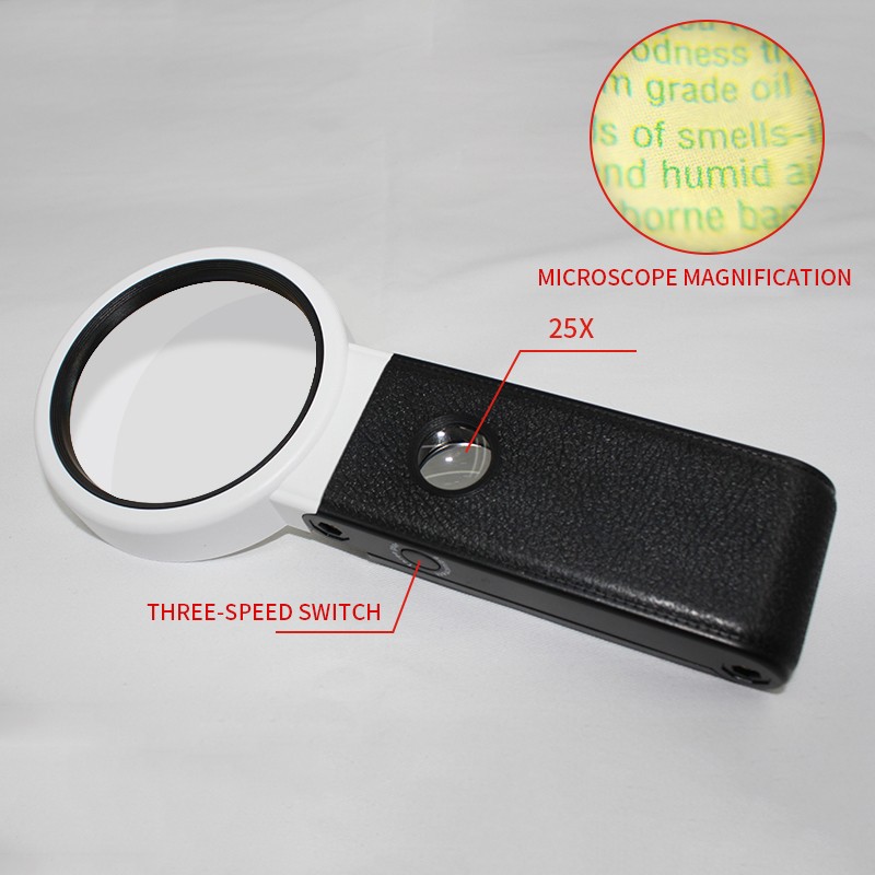 LED Lighted Hands Free Magnifying Glass with UV Portable Illuminated Magnifier
