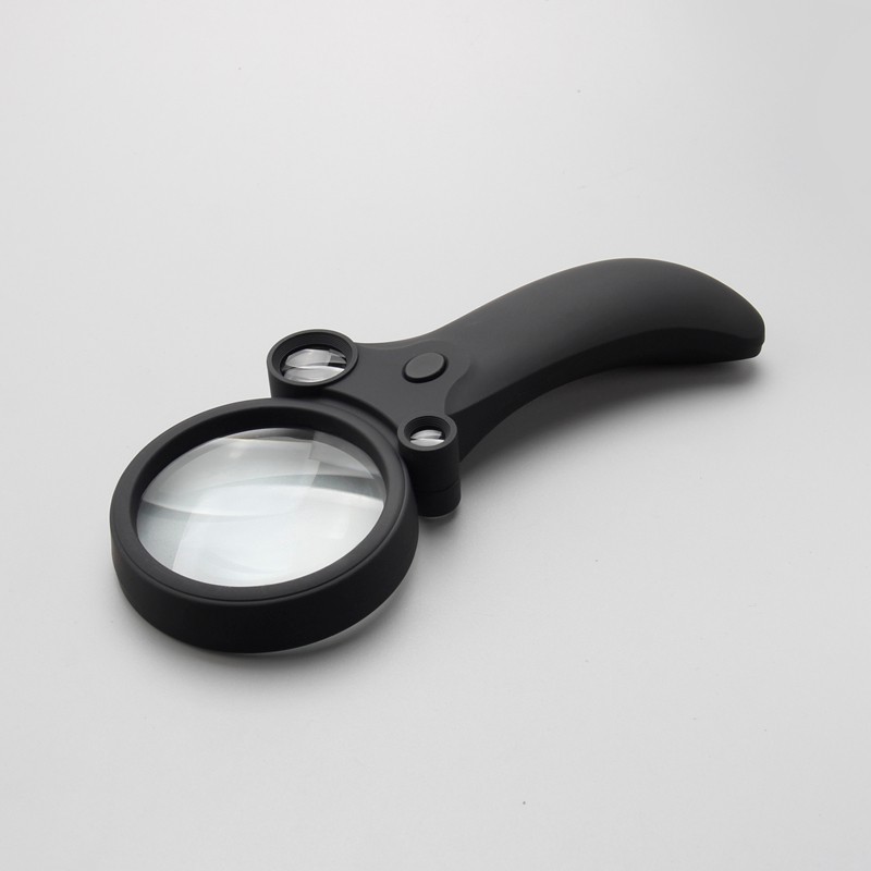 Magnifying glass with light,handheld 4 led illuminated magnifier three lens