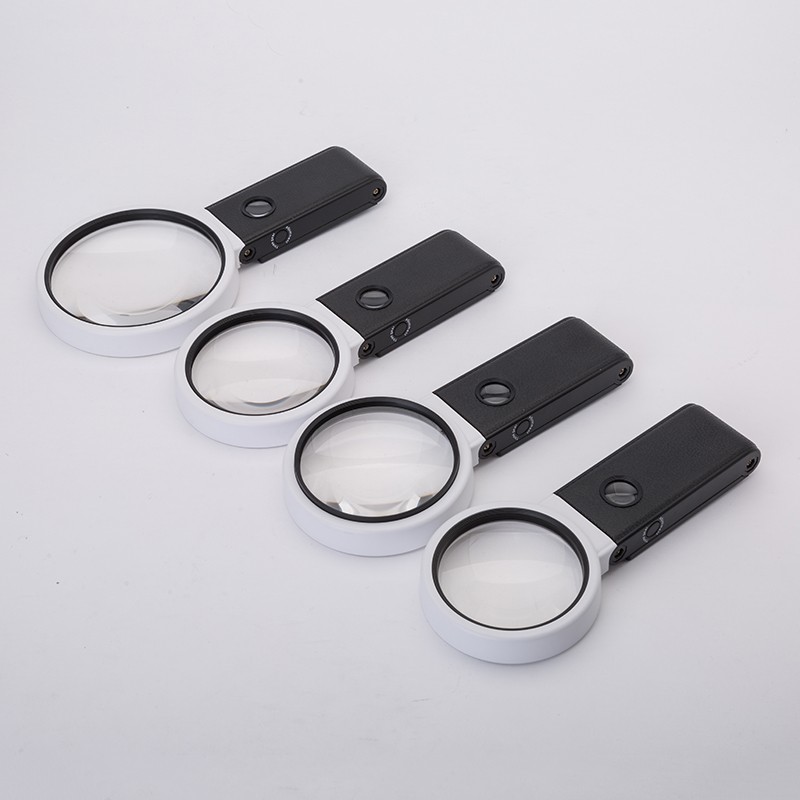 Pocket Lupa Magnifying Glass, Foldable Hand Held Magnifying Glass With Led Light