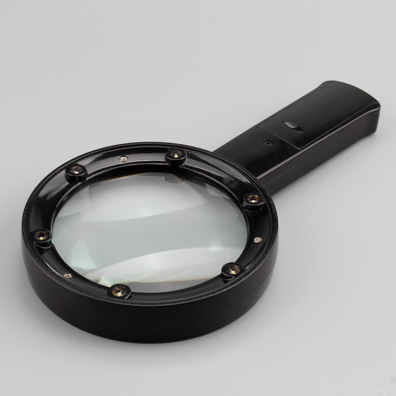 handheld magnifying glass with 6 white led lights 2.5x75mm