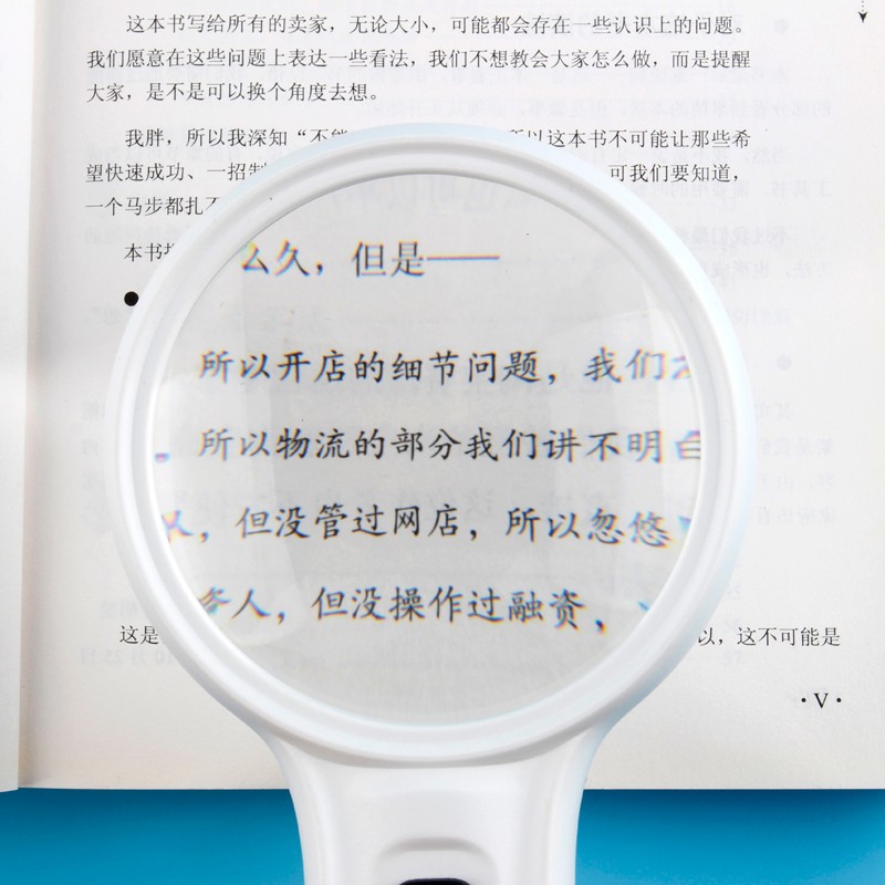 10X75mm handheld magnifier with Led for reading