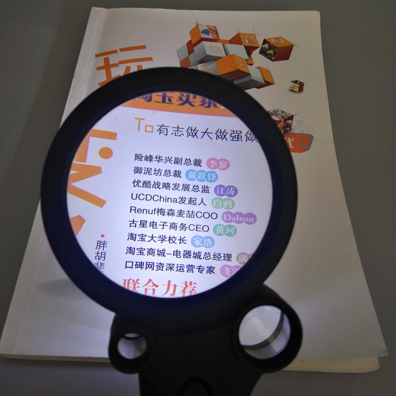 2.5X/25X/55X magnification handheld magnifier with 4 led and 1 UV light