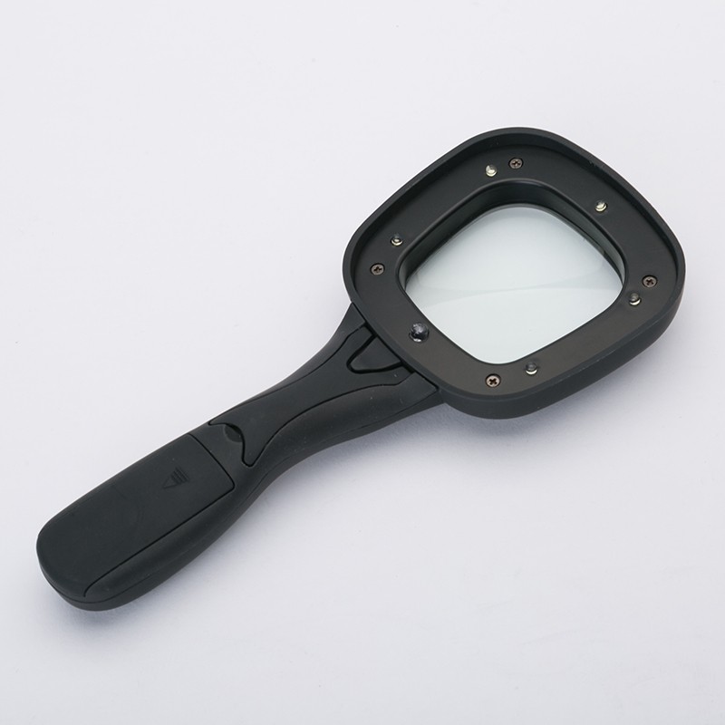 6X65mm Handheld magnifier with 5 led lighted and 1 UV