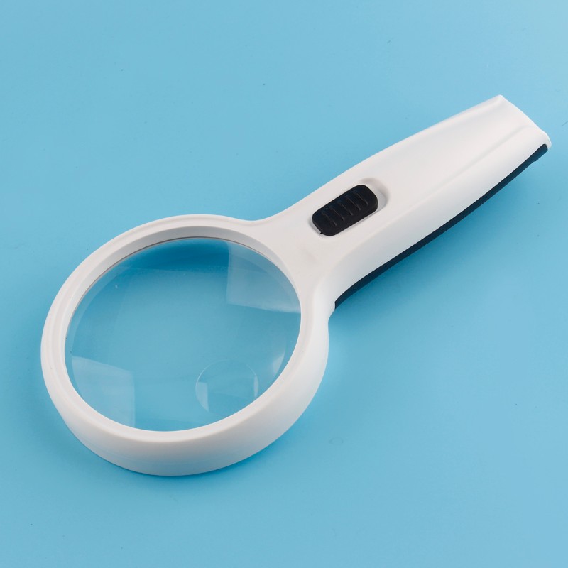 Dual lens handheld magnifier with 3 led lights 3x/4.5x 90MM