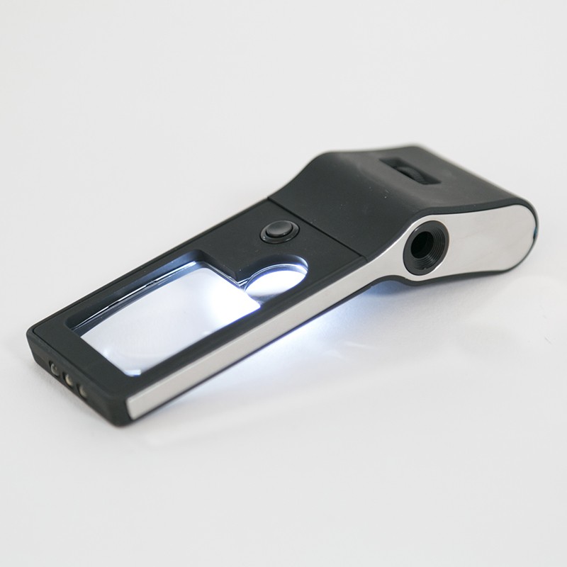 New arrival multifunction handheld magnifier 3x/10x/55x with led lighting red blue black color 