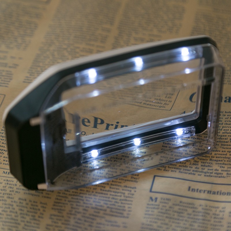 New design magnifying glass with light,rectangular scale magnifier with LED and UV lights